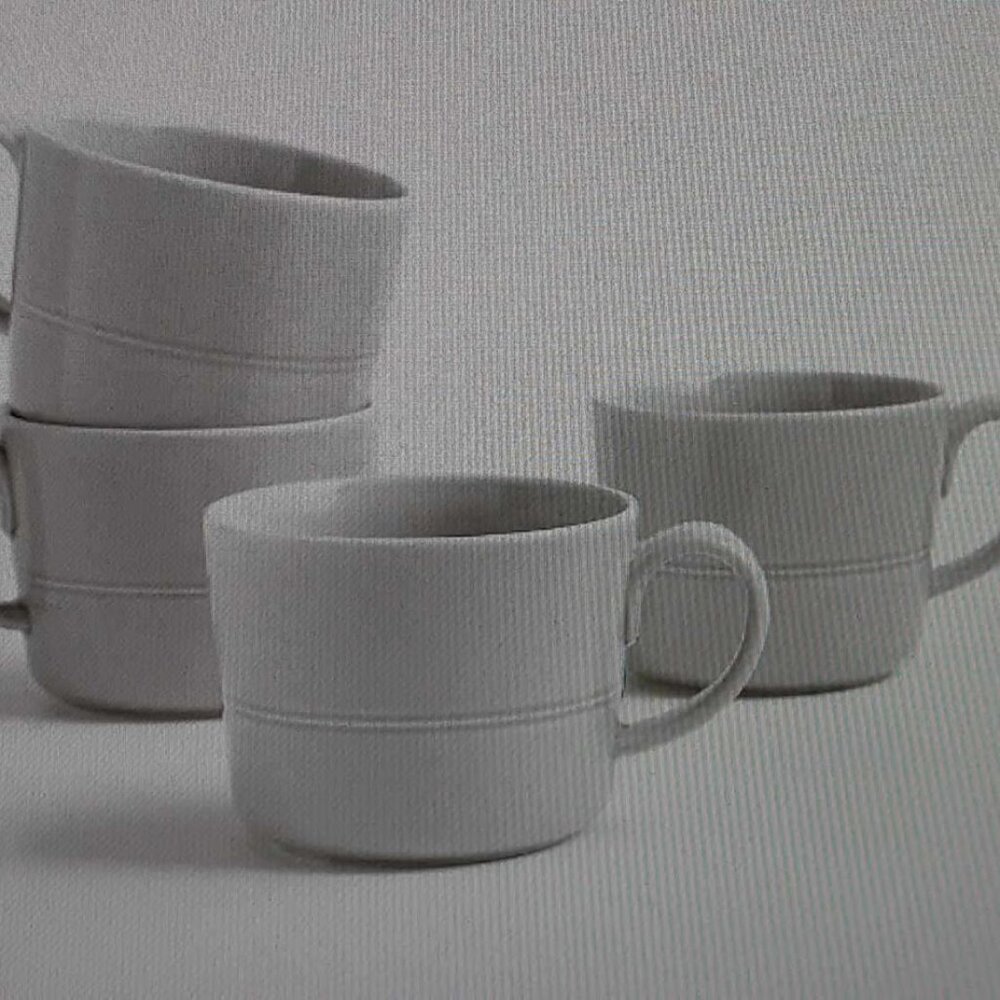 Crate&Barrel Light Grey Coffee Mugs - set of (4)